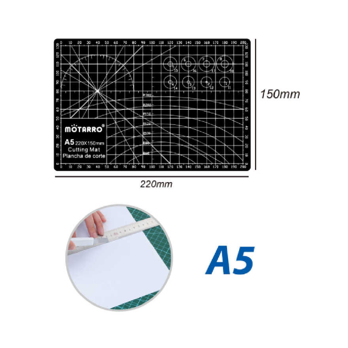 A5 Cutting Mat with Pen Knife Black 220 × 150 × 3