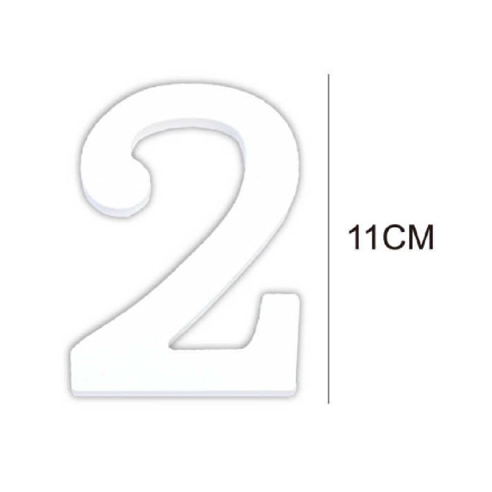 Wooden White Letter 11cm ‘2’