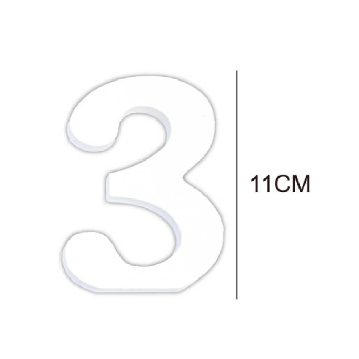 Wooden White Letter 11cm ‘3’