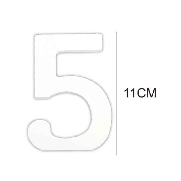 Wooden White Letter 11cm ‘5’