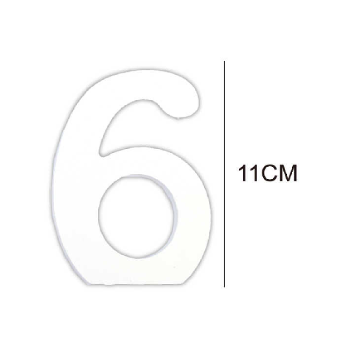 Wooden White Letter 11cm ‘6’