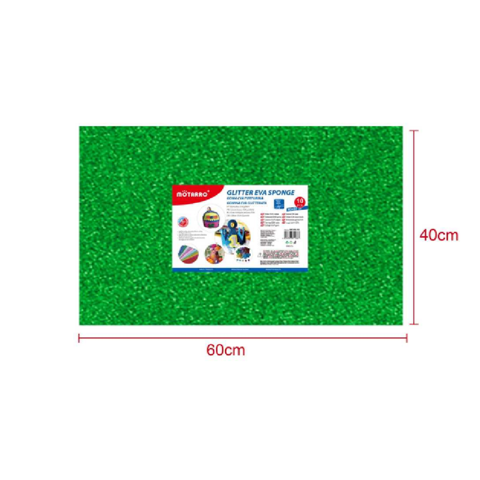 Glitter EVA Foam Sheet 40 × 60cm × 2Grass Green
