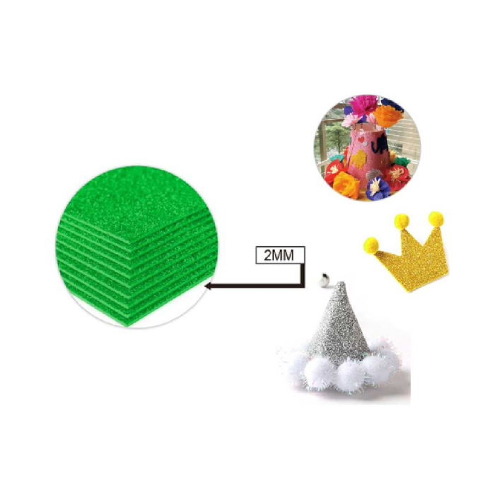 Glitter EVA Foam Sheet 40 × 60cm × 2Grass Green