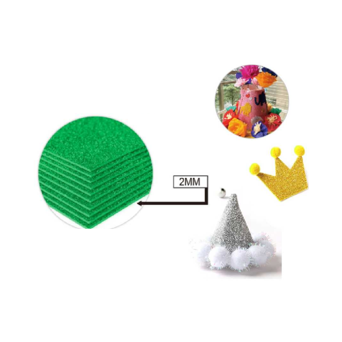 Glitter EVA Foam Sheet 40 × 60cm × 2Dark Green