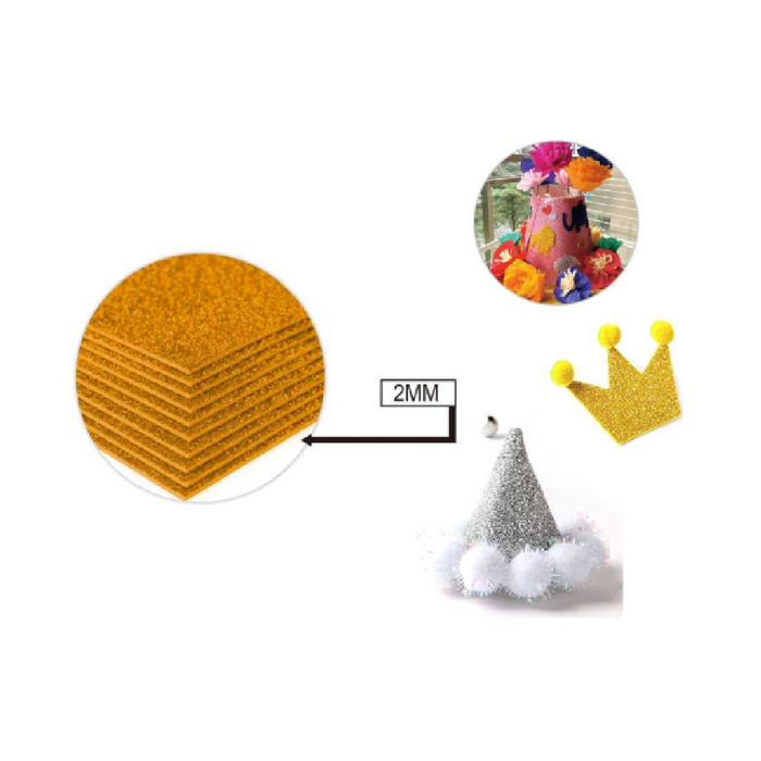 Glitter EVA Foam Sheet 40 × 60cm × 2Gold