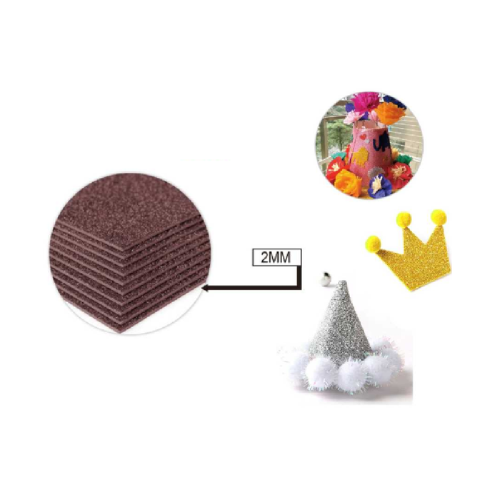 Glitter EVA Foam Sheet 40 × 60cm × 2Dark Brown