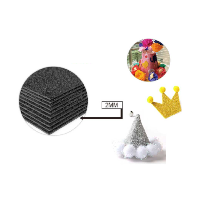 Glitter EVA Foam Sheet 40 × 60cm × 2Black