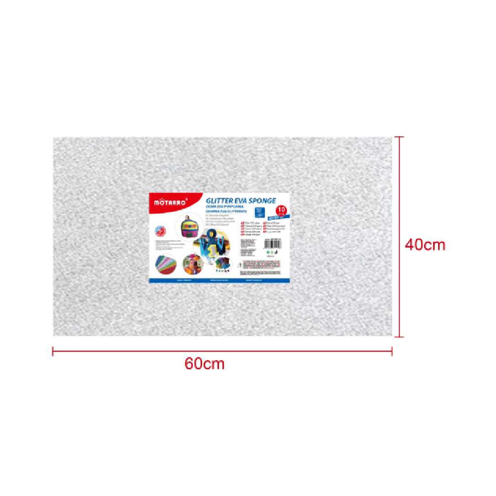 Glitter EVA Foam Sheet 40 × 60cm × 2Silver