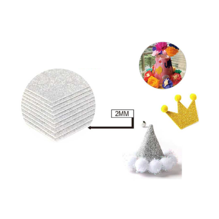 Glitter EVA Foam Sheet 40 × 60cm × 2Silver