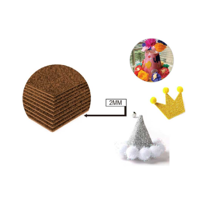 Glitter EVA Foam Sheet 40 × 60cm × 2Light Brown