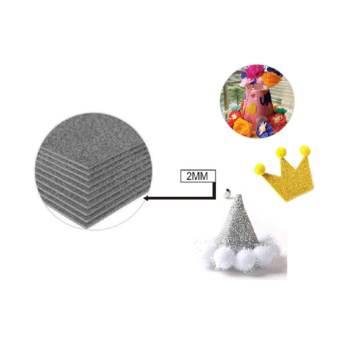 Glitter EVA Foam Sheet 40 × 60cm × 2Grey