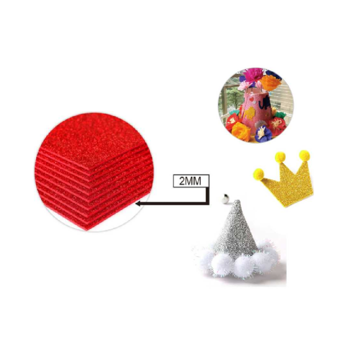Glitter EVA Foam Sheet 40 × 60cm × 2Red