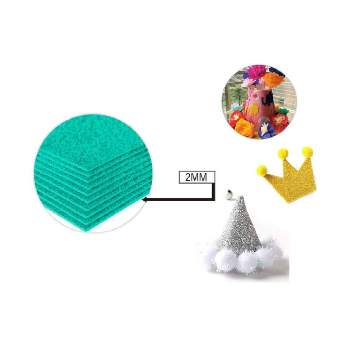 Glitter EVA Foam Sheet 40 × 60cm × 2Tiffany Green