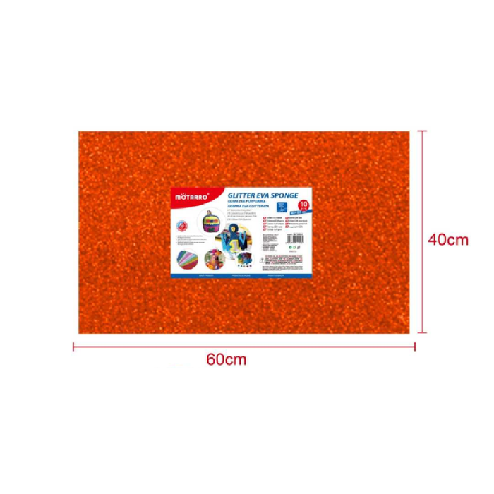 Glitter EVA Foam Sheet 40 × 60cm × 2Orange