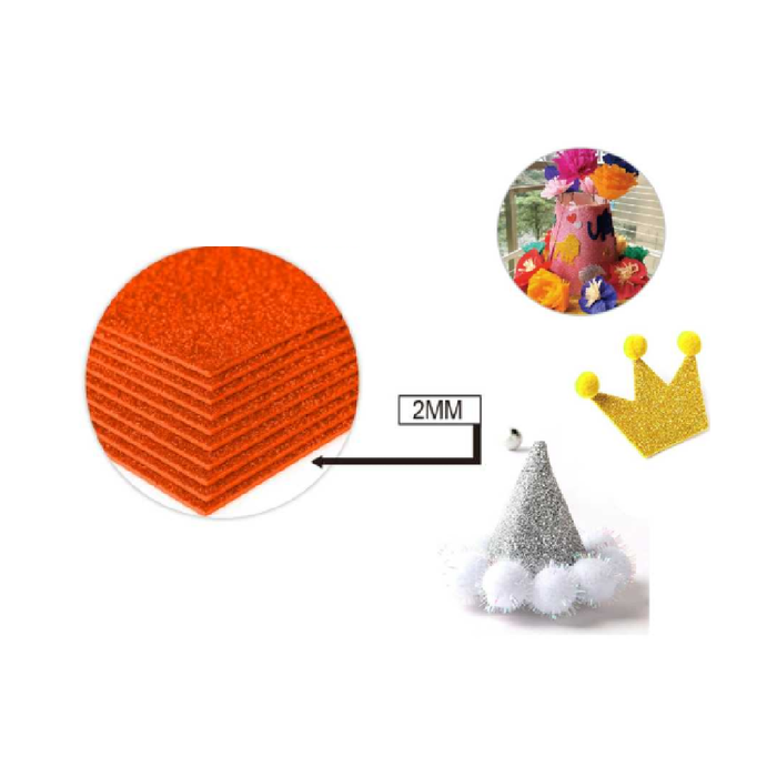 Glitter EVA Foam Sheet 40 × 60cm × 2Orange
