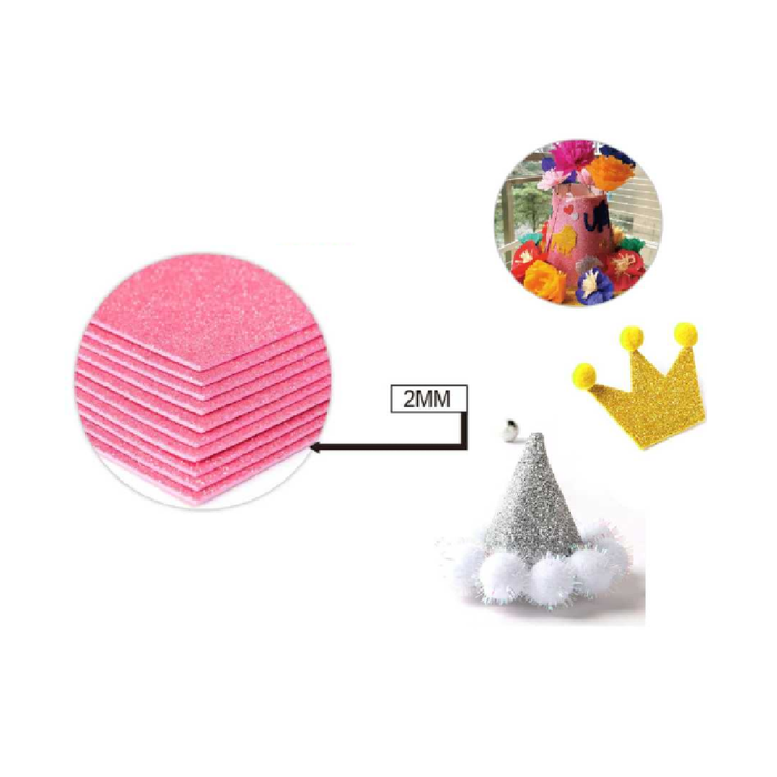Glitter EVA Foam Sheet 40 × 60cm × 2Pink