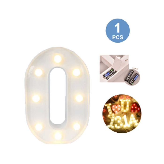 LED Number Light Sign '0' 22cm