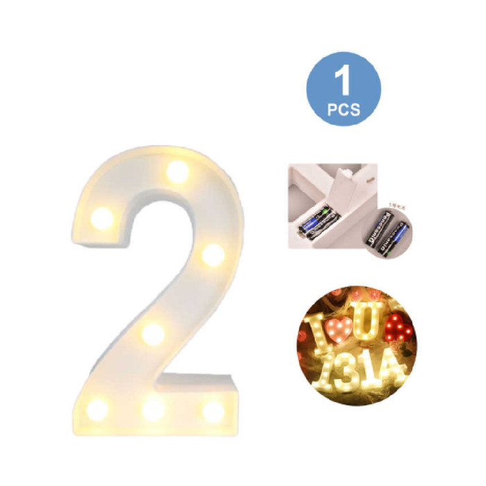LED Number Light Sign '2' 22cm