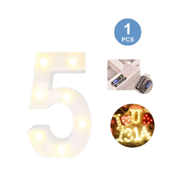 LED Number Light Sign '5' 22cm