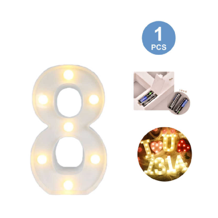 LED Number Light Sign '8' 22cm