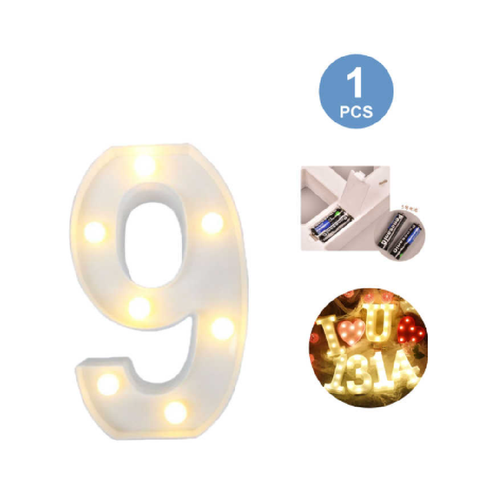 LED Number Light Sign '9' 22cm