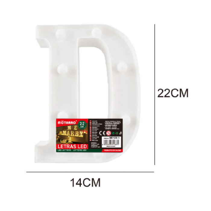 LED Letter Light Sign 'D' 22cm