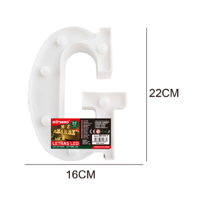 LED Letter Light Sign 'G' 22cm