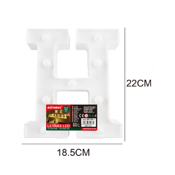 LED Letter Light Sign 'H' 22cm