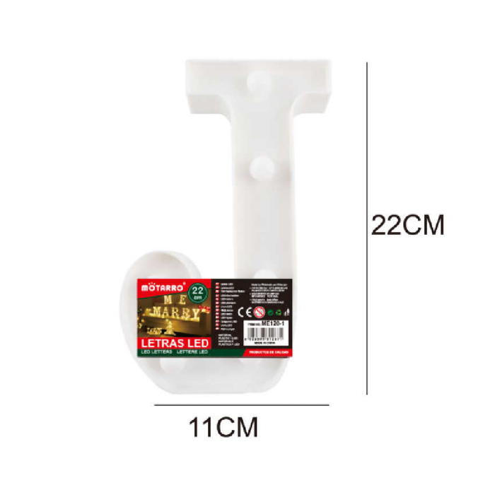 LED Letter Light Sign 'J' 22cm