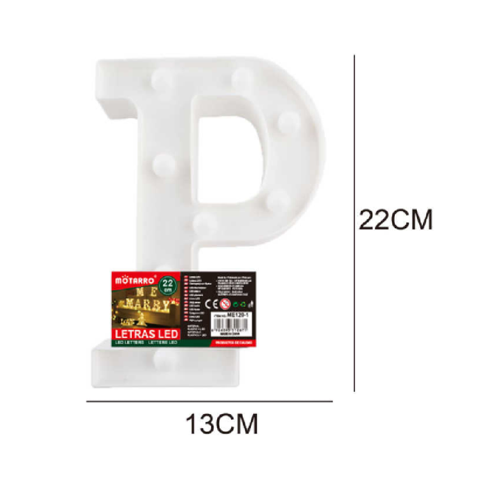 LED Letter Light Sign 'P' 22cm