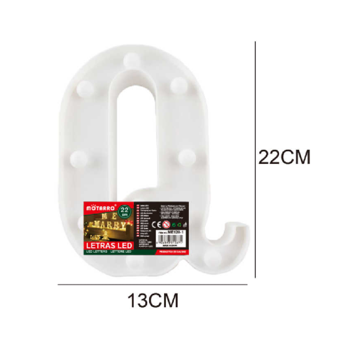 LED Letter Light Sign 'Q' 22cm