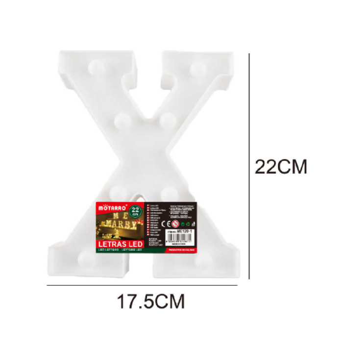 LED Letter Light Sign 'X' 22cm