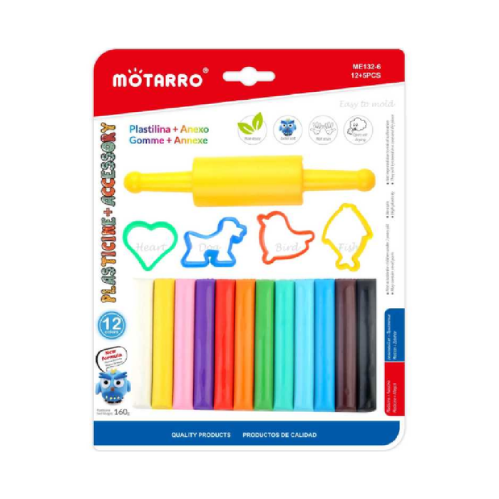 Plasticine Kit (12 Assorted Color 160g +5 Accessories) 17pcs