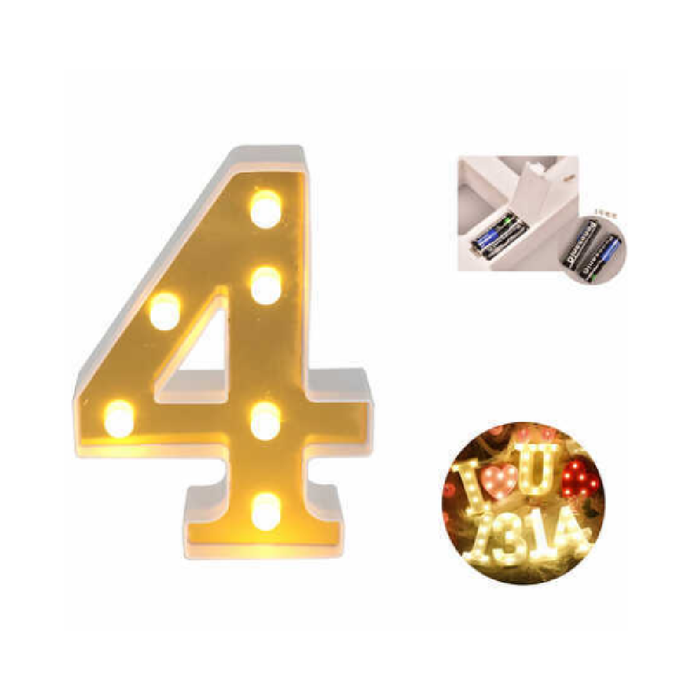 LED Number Light Sign '4' 22cm Gold
