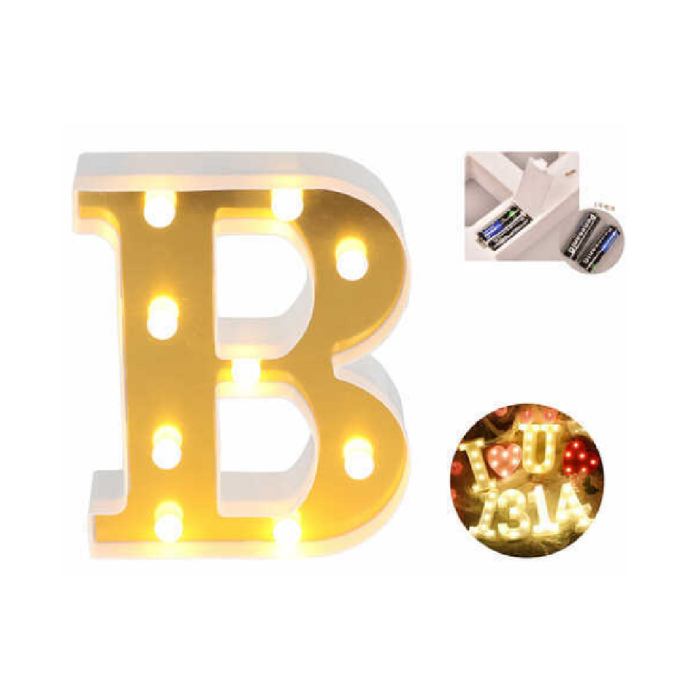 LED Letter Light Sign 'B' 22cm Gold