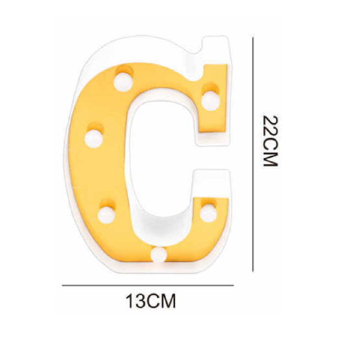 LED Letter Light Sign 'C' 22cm Gold