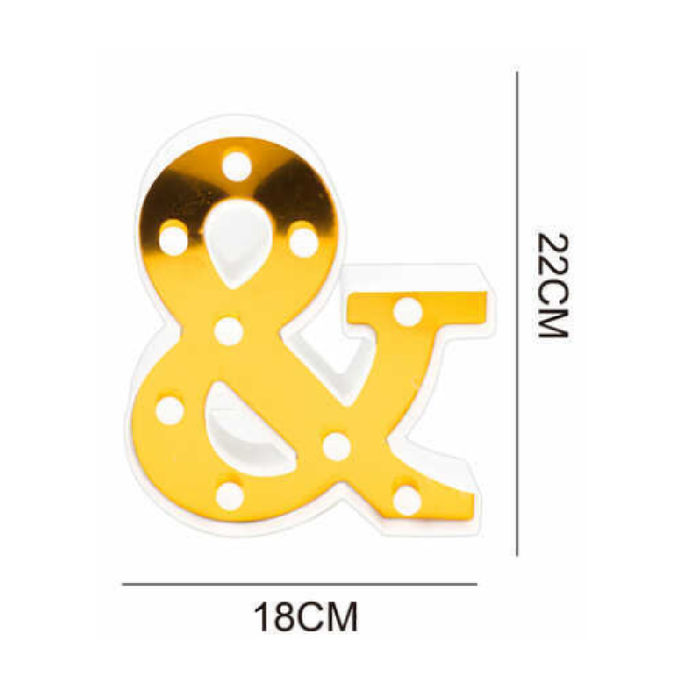 LED Number Light Sign '&' 22cm Gold