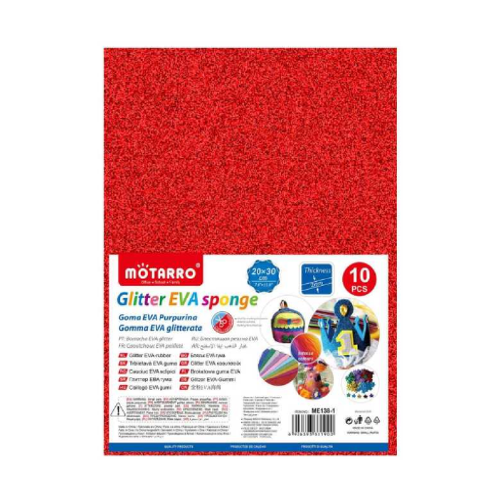 A4 EVA Glitter Foam Paper 210pcs Red