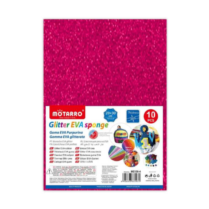 A4 EVA Glitter Foam Paper 210pcs Hot Pink