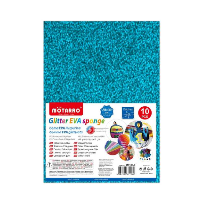 A4 EVA Glitter Foam Paper 210pcs Blue Turquoise