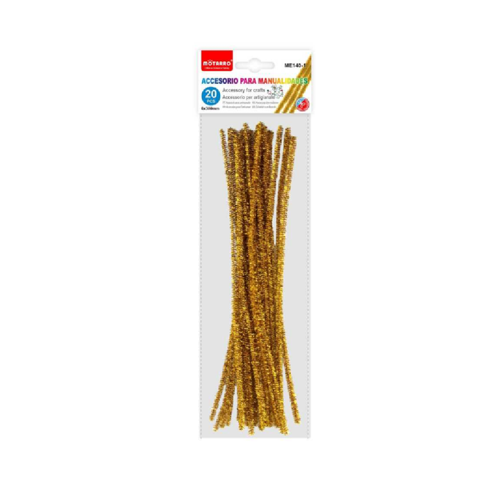 Chenille Stems Glitter 6 × 30cm 20pcs Gold