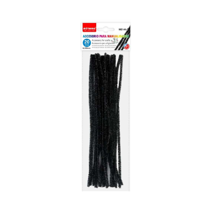 Chenille Stems Glitter 6 × 30cm 20pcs Black