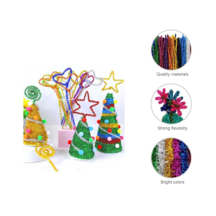 Chenille Stems Glitter 6 × 30cm 20pcs Black