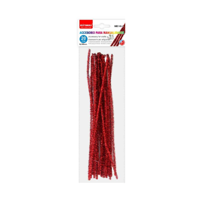 Chenille Stems Glitter 6 × 30cm 20pcs Red