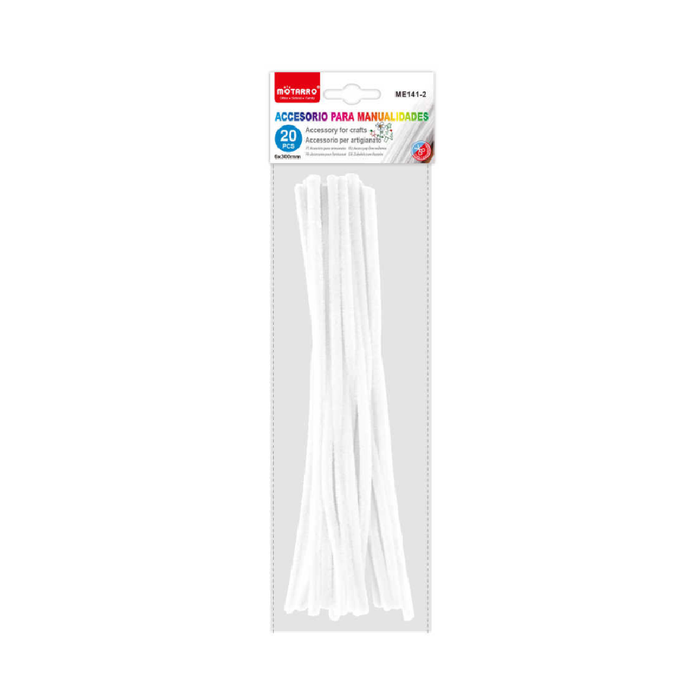 Chenille Stems 6 × 30cm 20pcs White