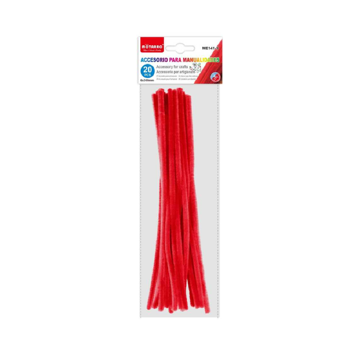 Chenille Stems 6 × 30cm 20pcs Red