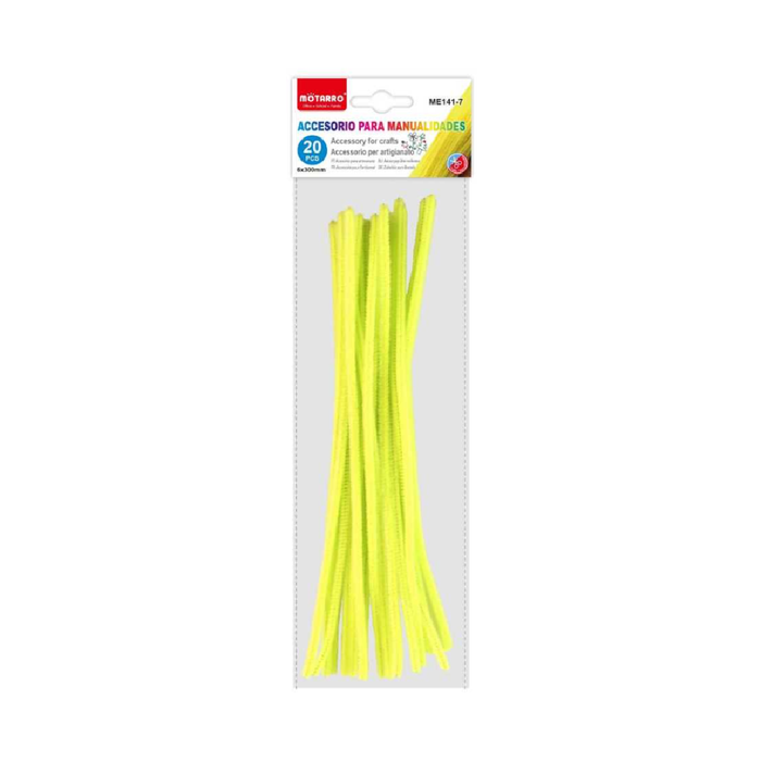 Chenille Stems 6 × 30cm 20pcs Fluorescent Yellow