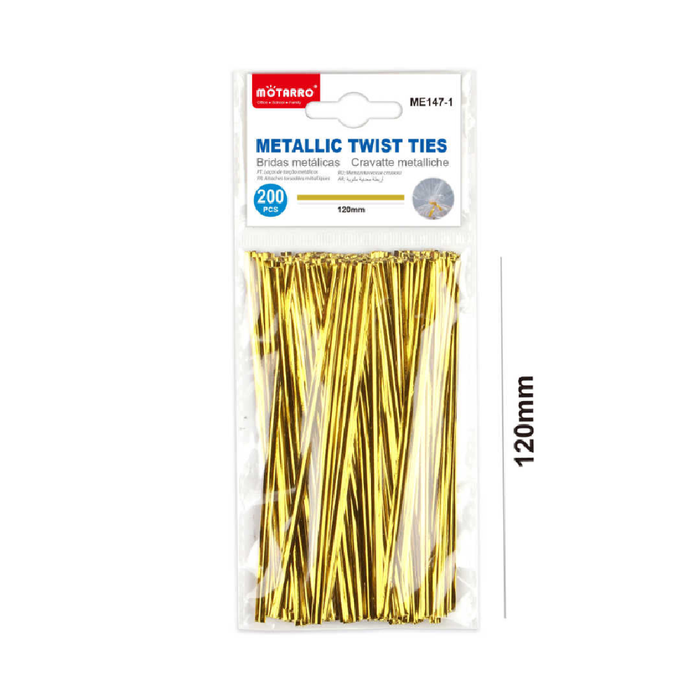 Metallic Twist Ties 12cm 200pcs Gold