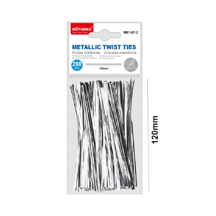 Metallic Twist Ties 12cm 200pcs Silver