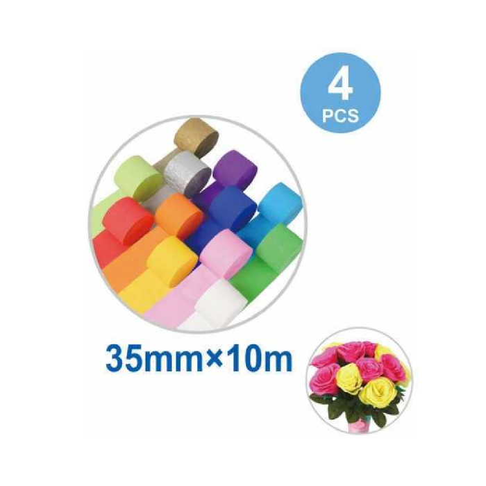 Crepe Streamer 3.5cm × 10m 4pcs White